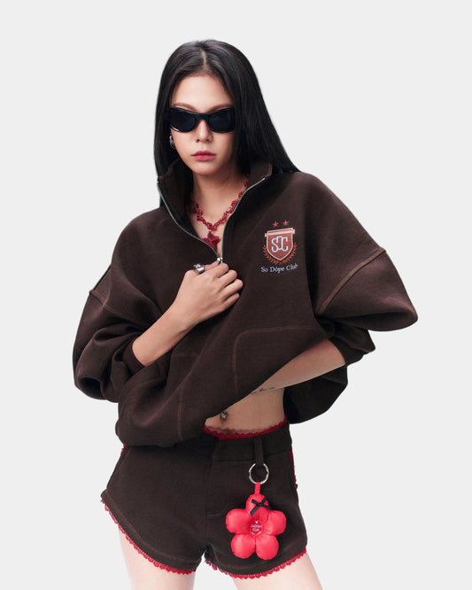 Sodope Club Quarter Zip Sweater - Brown