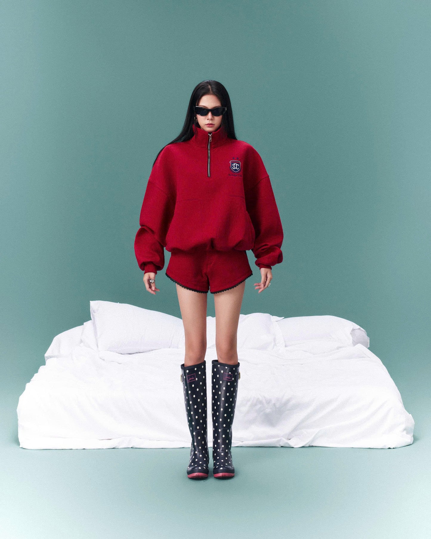 Sodope Club Quarter Zip Sweater - Red