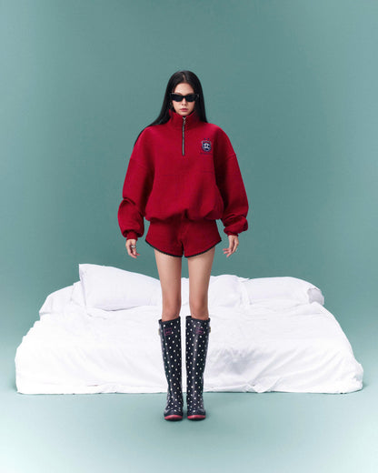 Sodope Club Quarter Zip Sweater - Red