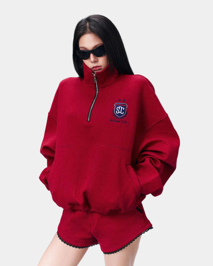 Sodope Club Quarter Zip Sweater - Red